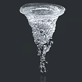 Clear Water Vortex Decorative Ornament Set With Flowing Drops On Dark Background 3d model