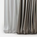Modern Gray Curtains With Sheer Layers And Decorative Tiebacks For Home Interior 3d model