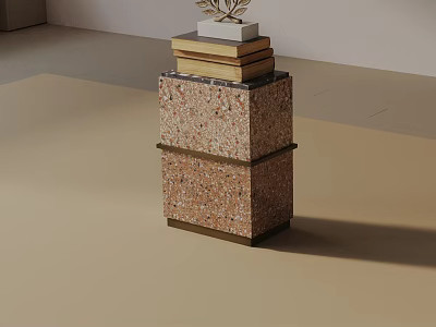 Modern Two Tier Side Table With Terrazzo Surface And Metal Frame Design For Living Room 3d model