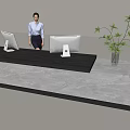 Modern Company Reception Area Bar Reception Desk 3d model