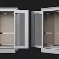 Elevator With Open Doors Featuring Wooden Interior Panels And Metal Accents 3d model
