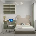 Modern Kids Bedroom With Mickey Mouse Headboard And Study Desk