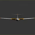 Shiny Silver Model Airplane With Yellow Wingtips Tail And Black Cross Symbols