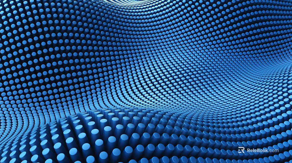 Blue Wavy Background Wall With Regularly Arranged Circular Dots Pattern Design 3d model