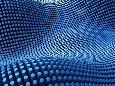 Blue Wavy Background Wall With Regularly Arranged Circular Dots Pattern Design 3d model