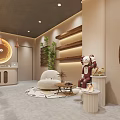 Commercial Mall Storefront with WEN DU SHE JI YING Signboard and Entrance Plants