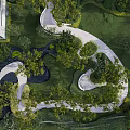 Elegant Garden Landscape Design with Winding Paths Green Lawns Lush Trees and Water Features