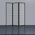 Modern Folding Room Divider Door With Black Frame And White Slats Panels