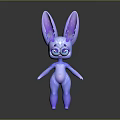 Cute Rabbit Game Movie Character With Big Purple Blue Gradient Ears And Blue Eyes