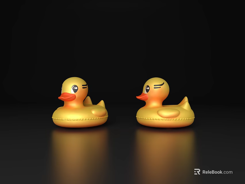 Golden Rubber Duck Bath Toys For Kids With Yellow Color And Adorable Design 3d model 