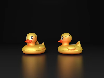 Golden Rubber Duck Bath Toys For Kids With Yellow Color And Adorable Design 3d model