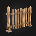 Wooden Fence Structure With Pointed Top Slats And Metal Bolts On Base Posts