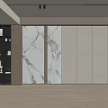 Modern Accent Wall Design With Marble Texture And Wooden Decor Elements 3d model