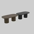 Oval Wooden Dining Table With Fluted Cylindrical Legs Modern Design