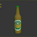 Orange Beer Bottle With Prima Artisan Label And Glossy Surface On Black Background