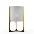 Modern Table Lamp with White Fabric Lampshade and Golden Metal Frame Base for Home Decor