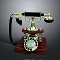 Vintage Rotary Dial Telephone With Wooden Base And Brass Accents