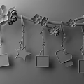 Photo Wall With Cherry Blossom Branches Star Heart Shaped Ornaments Hanging Photos And String Lights