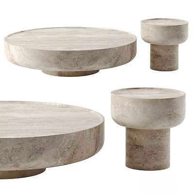Elegant Modern Tea Table And Chairs With Round Marble Top And Sturdy Pedestal Base 3d model