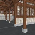 Traditional Ancient Chinese Courtyard Architecture With Grey Walls Black Tiled Roofs And Wooden Columns
