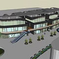 Modern Commercial Complex With Contemporary Architectural Design Glass Facades Lush Greenery And Outdoor Spaces