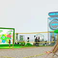 Vibrant Commercial Street With Green Lawn Innovation Displays Event Tents And People Activities