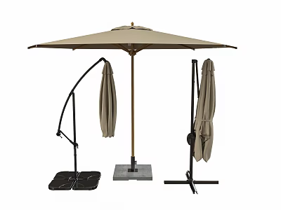 Outdoor Patio Umbrella With Foldable Design And Stable Base Stand For Garden Use 3d model
