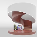 Modern Spiral Staircase Design With Brown White Steps Platform Decorative Sphere And Plant