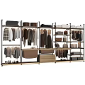 Open Wardrobe With Metal Frame Wooden Drawers Clothing Hanging And Storage Shelves For Bags Shoes