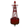 Industrial Equipment Red Lighthouse Style Buoy With Metal Frame Top Light And Number 84