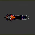 Red Bull KTM Racing Motorcycle On Stand With Red Blue Livery In Studio