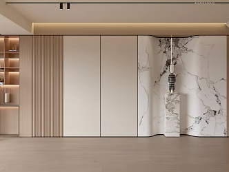Modern Simple Sofa Background Wall Modern Decoration Balcony Cabinet Living Room Cabinet Wood Decorative Background Wall 3d model