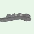 Modern Gray Fabric Sectional Sofa with Multiple Plush Cushions and L Shaped Design 3d model