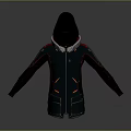 Hooded Jacket In Modern Design With Red Accents Zipper Closure And Long Sleeves