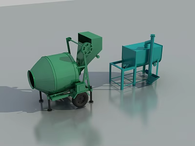 Green Industrial Concrete Mixer And Mixing Tank Equipment For Construction Use 3d model