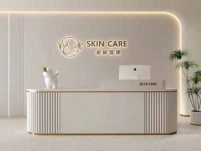 Modern Cream Beauty Salon Beauty Salon Front Desk Company Front Desk 3d model