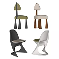 Modern Dining Chairs with Unique Leg Designs and Curved Shapes in Green Beige Black White