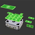 Silver Metal Box With Green Dollar Bills Flying Out On Black Background