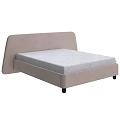 Modern Upholstered Double Bed With Light Beige Headboard And Patterned Gray Mattress 3d model