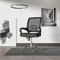 Ergonomic Office Chair With Mesh Backrest Armrests And Silver Base In Modern Workspace