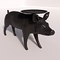 Black Pig Shaped Side Table with Unique Animal Design for Living Room Decor