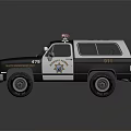 Black And White Police SUV With Emergency Lights And Badges