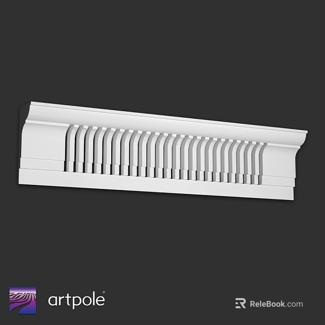 White Decorative Architectural Component Featuring Grooved Design For Interior Decoration 3d model 