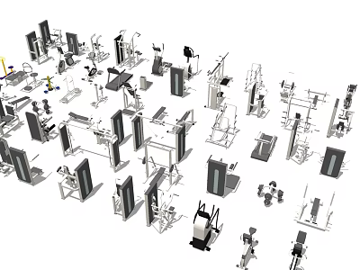 Various Types of Sports Equipment for Gym Fitness Training and Workouts 3d model