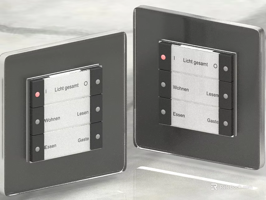 Black Glass Switch Panels with Multiple Control Buttons for Light Curtain and Weather Functions 3d model 
