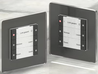 Black Glass Switch Panels with Multiple Control Buttons for Light Curtain and Weather Functions 3d model