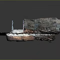 Ancient Building Ruins With Stone Wall Structure Excavation Rubble And Protective Rails