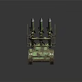 Military Combat Vehicle With Triple Missiles Launcher Green Camouflage Tracked Design
