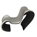 Modern Accent Chair with Cream White and Black Curved Design Soft Fabric for Living Room