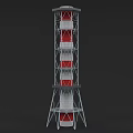 Tall Industrial Tower With Red And White Sections And Metal Support Framework